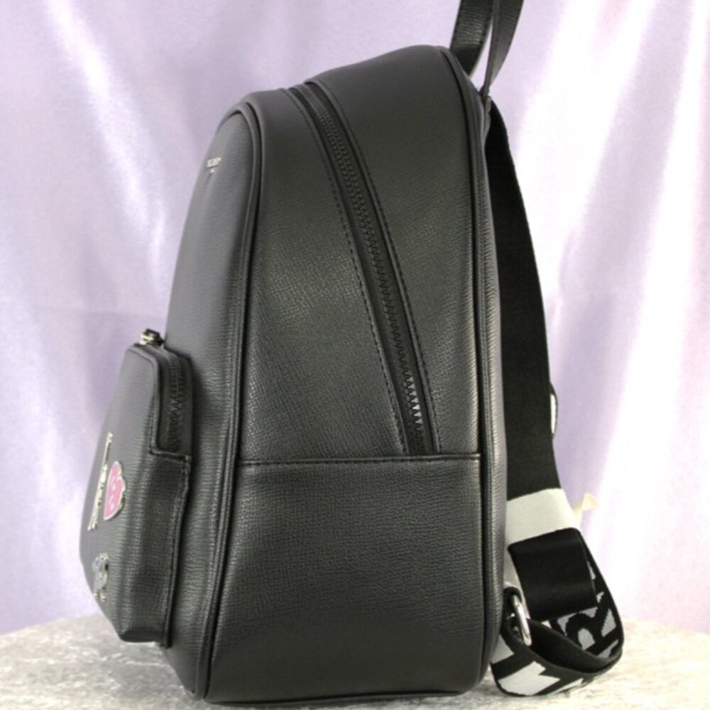 Karl Lagerfeld Paris Khloe Black Backpack Logo Straps Eiffel Tower Pins New With - Picture 4 of 11